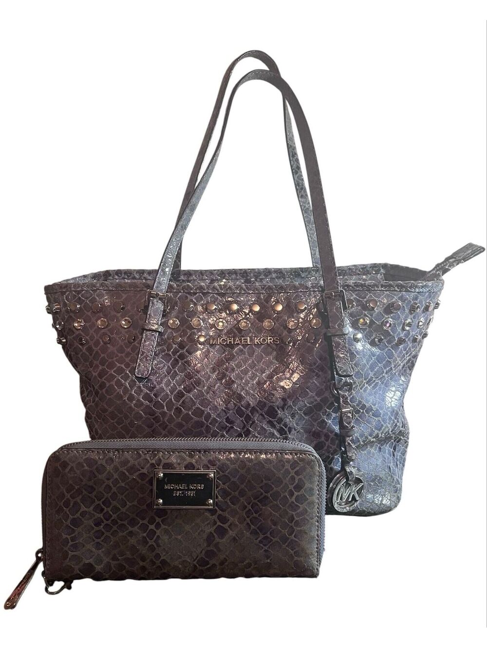 MK22. Michael Kors Jet Set Travel top zip tote w/wallet